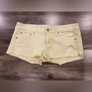 American Eagle pale yellow denim shorts